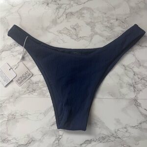 Monday Swimwear Byron Edition Navy Blue Ribbed Bikini Bottom Large